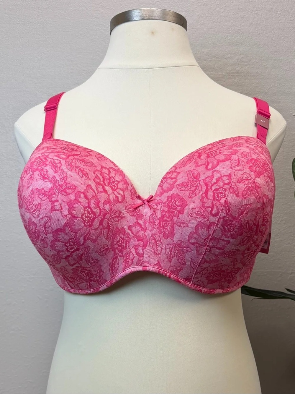 Cacique Pink Floral Multi-Way Strapless Boost Bra - New! - Size 44F